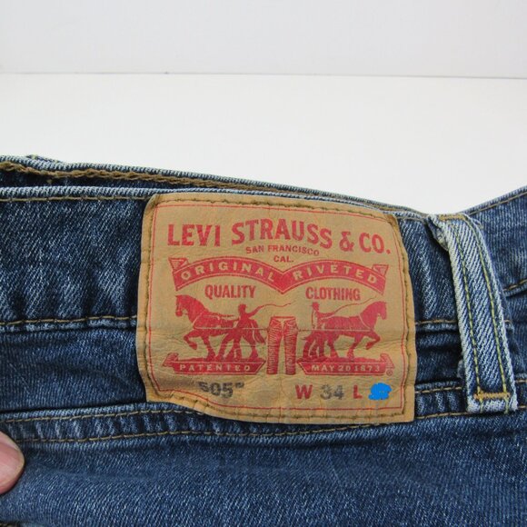 Levi 505 Red Tab Jeans Men's Straight Leg Mid Rise Medium Wash Size 34X31 - Picture 10 of 10